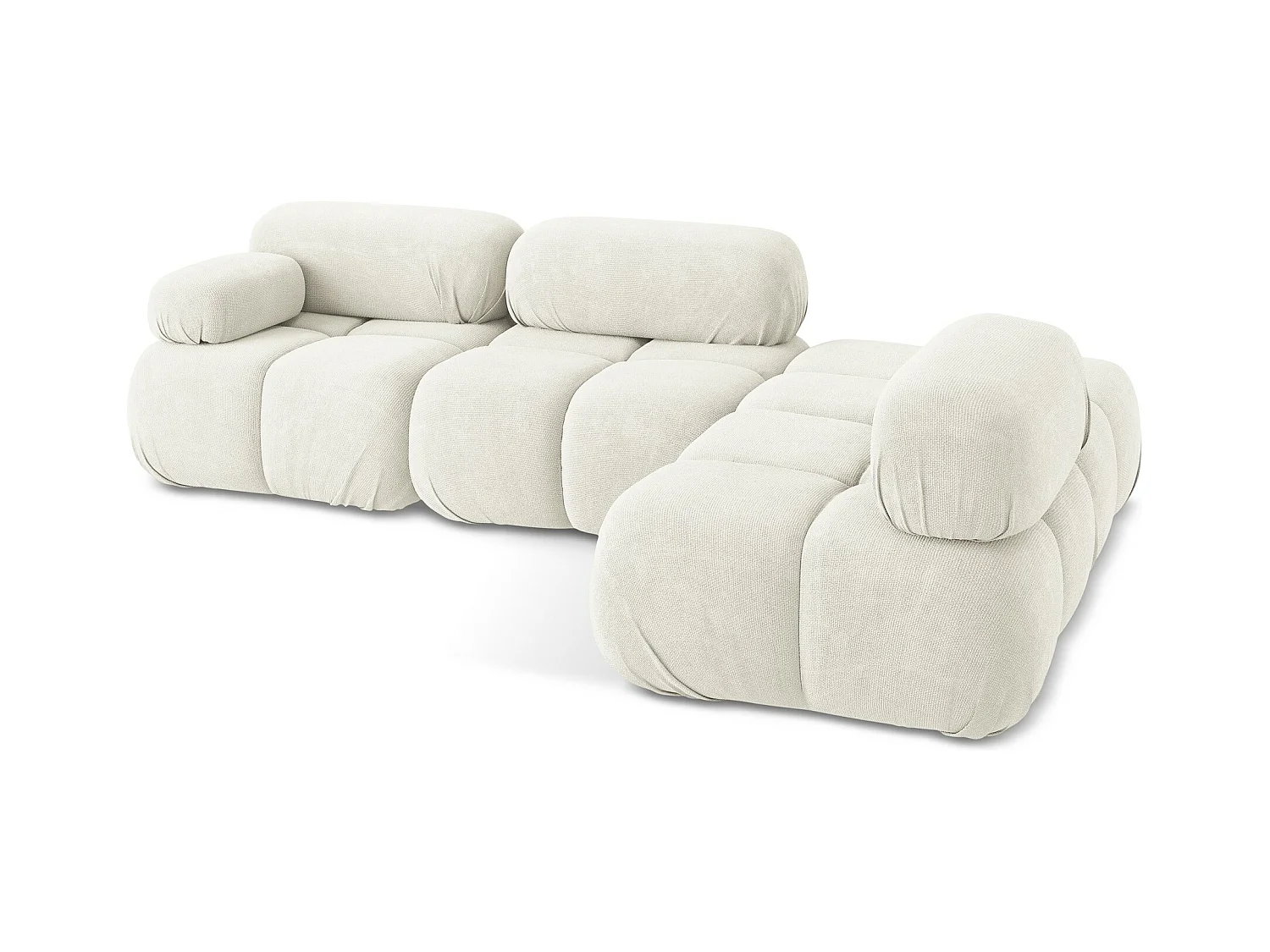 3-Sitzer Modulares Ecksofa - Ecke Rechts - Chenille - Weiß - LOKUA