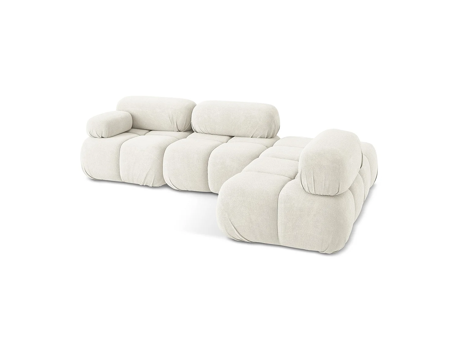 Modulaire hoekbank rechts van wit chenille stof - SANREMO
