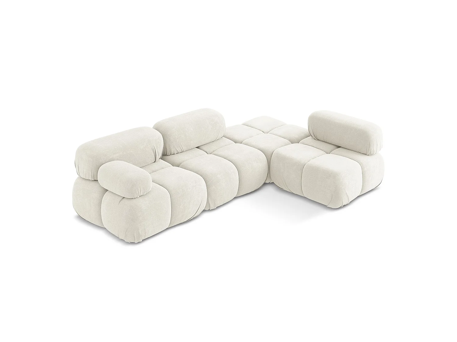 Modulaire hoekbank rechts van wit chenille stof - SANREMO