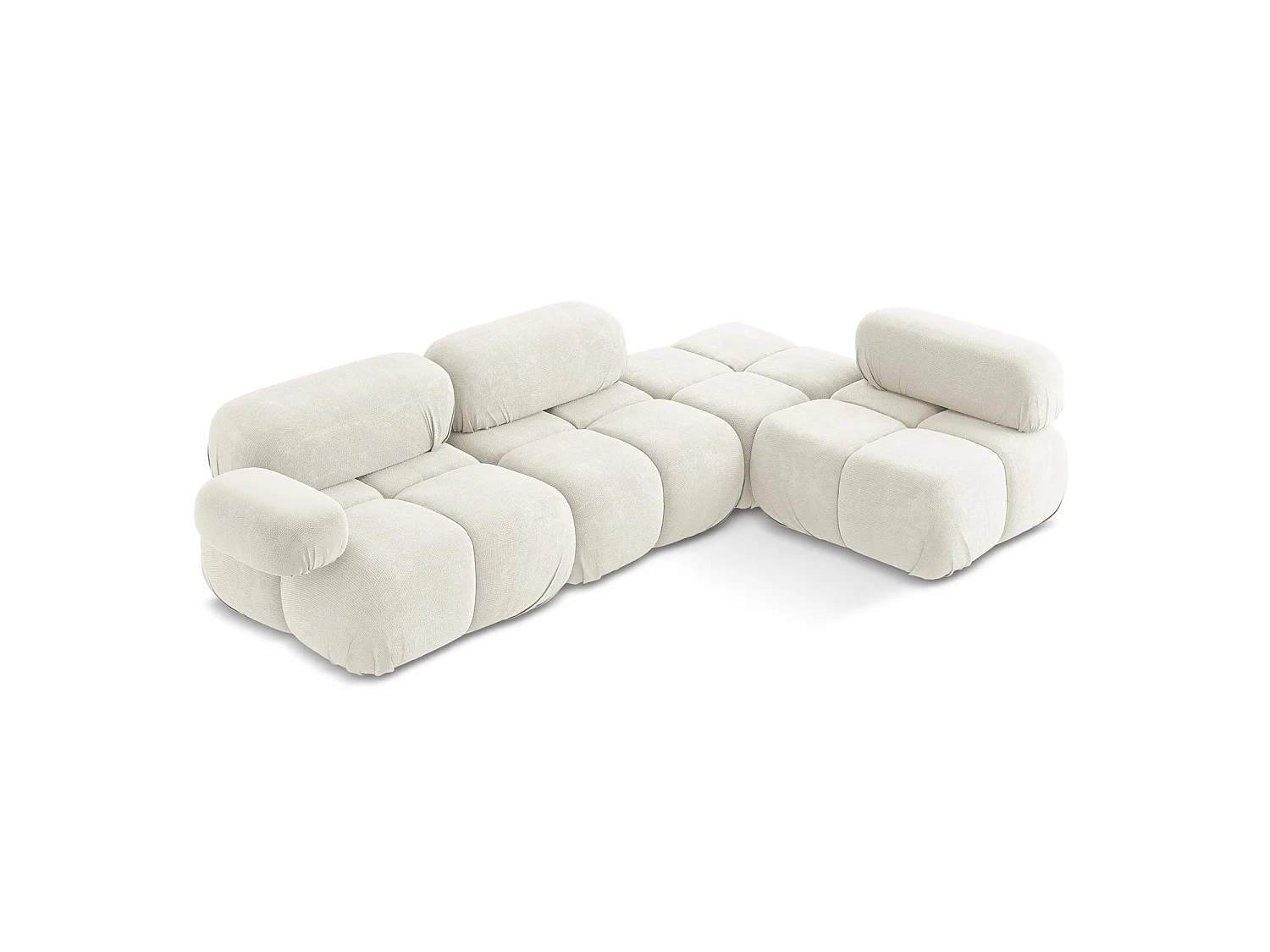 Modulaire hoekbank rechts van wit chenille stof - SANREMO