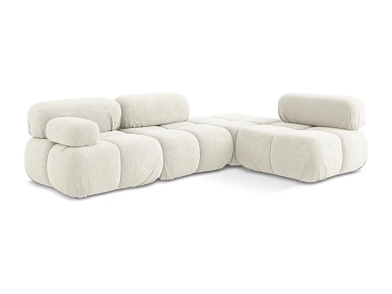 Modulaire hoekbank rechts van wit chenille stof - LOKUA