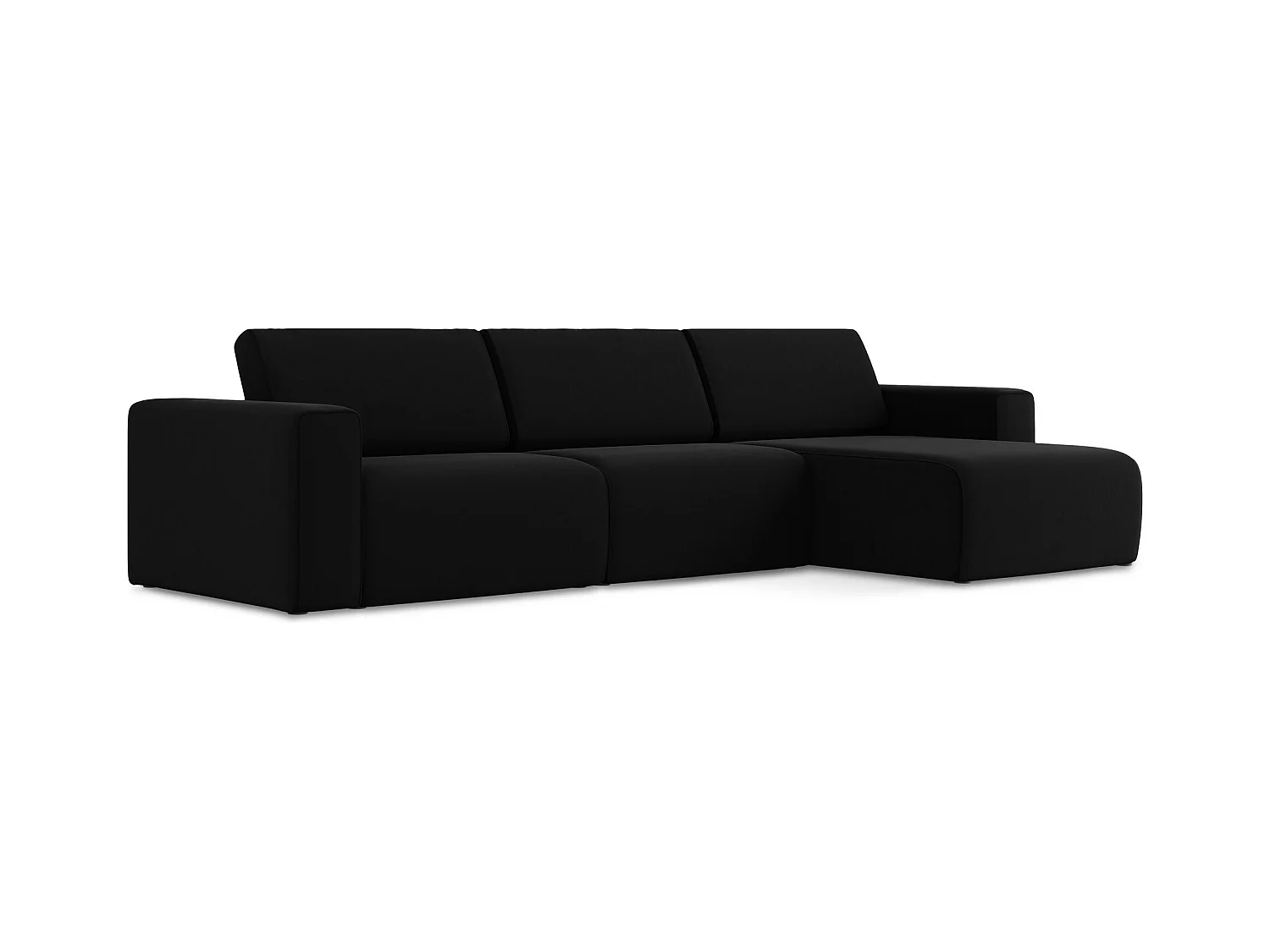 Modulares Ecks Sofa M rechts - Rechts - Samt - Schwarz - KALEA