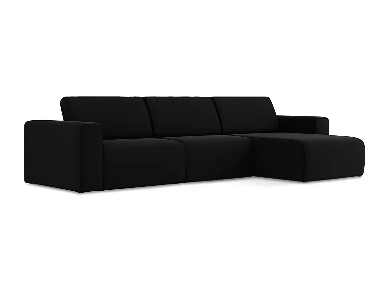 Modulares Ecks Sofa M rechts - Rechts - Samt - Schwarz - KALEA