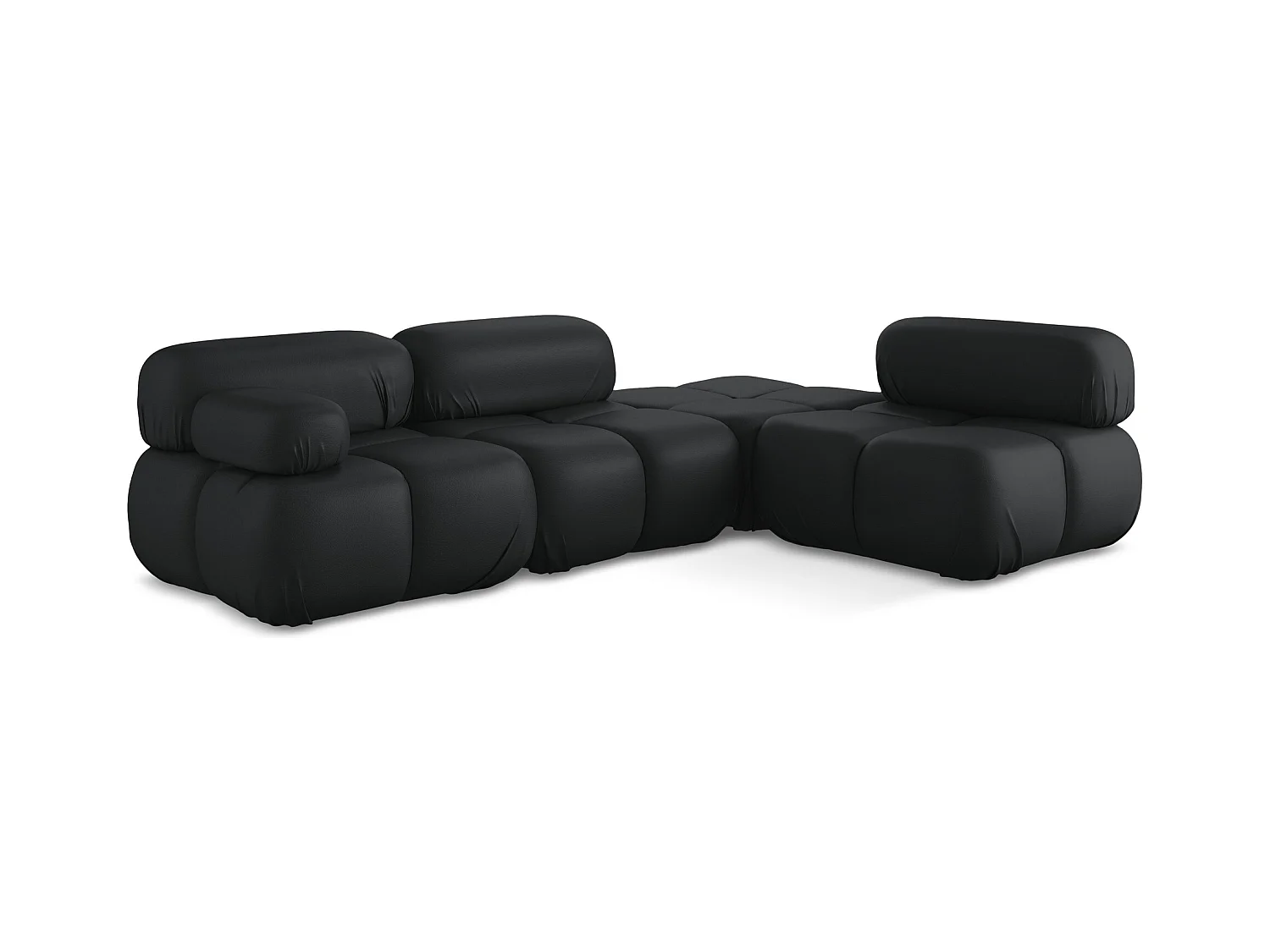 Canapé d'angle modulaire droit en Cuir artificiel - noir - LOKUA