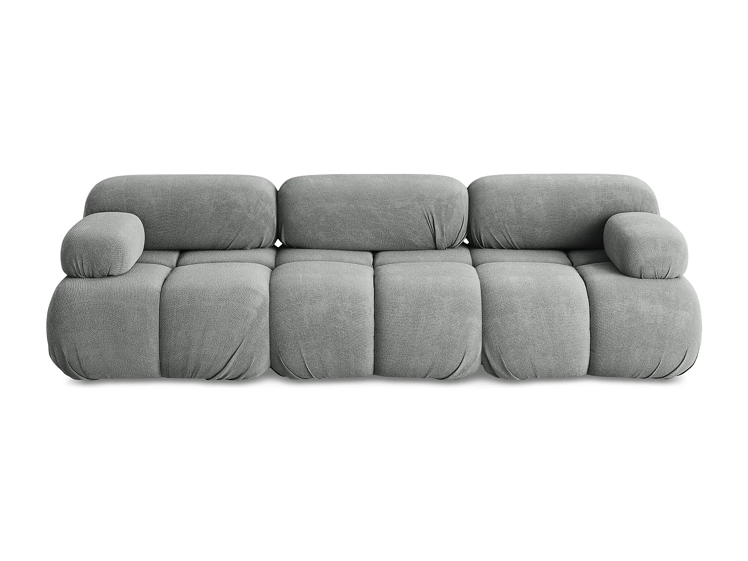 Driezits modulaire bank van grijs chenille stof - LOKUA