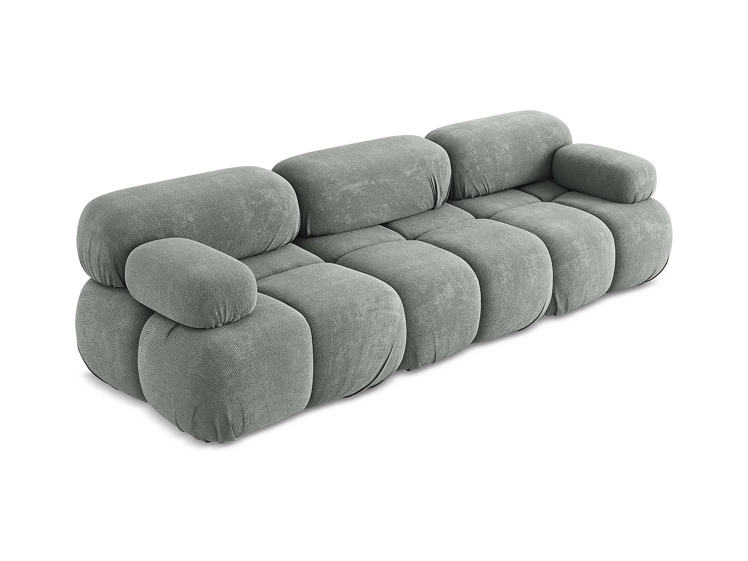 Sofá modular 3 plazas de tela chenilla gris - LOKUA