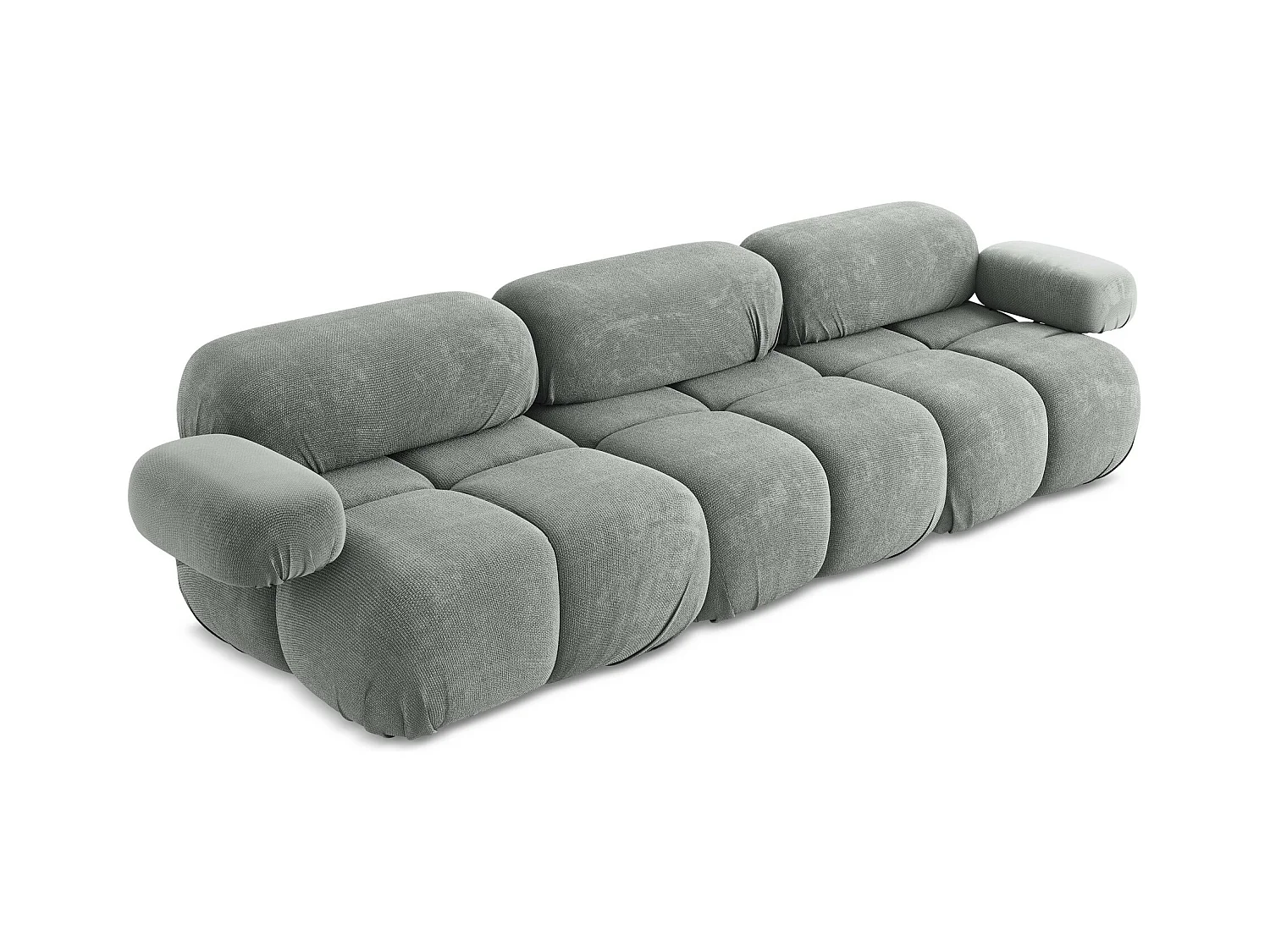 Sofá modular 3 plazas de tela chenilla gris - LOKUA