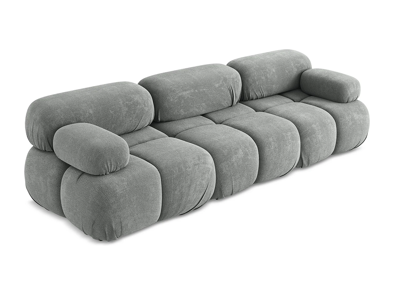 Driezits modulaire bank van grijs chenille stof - LOKUA