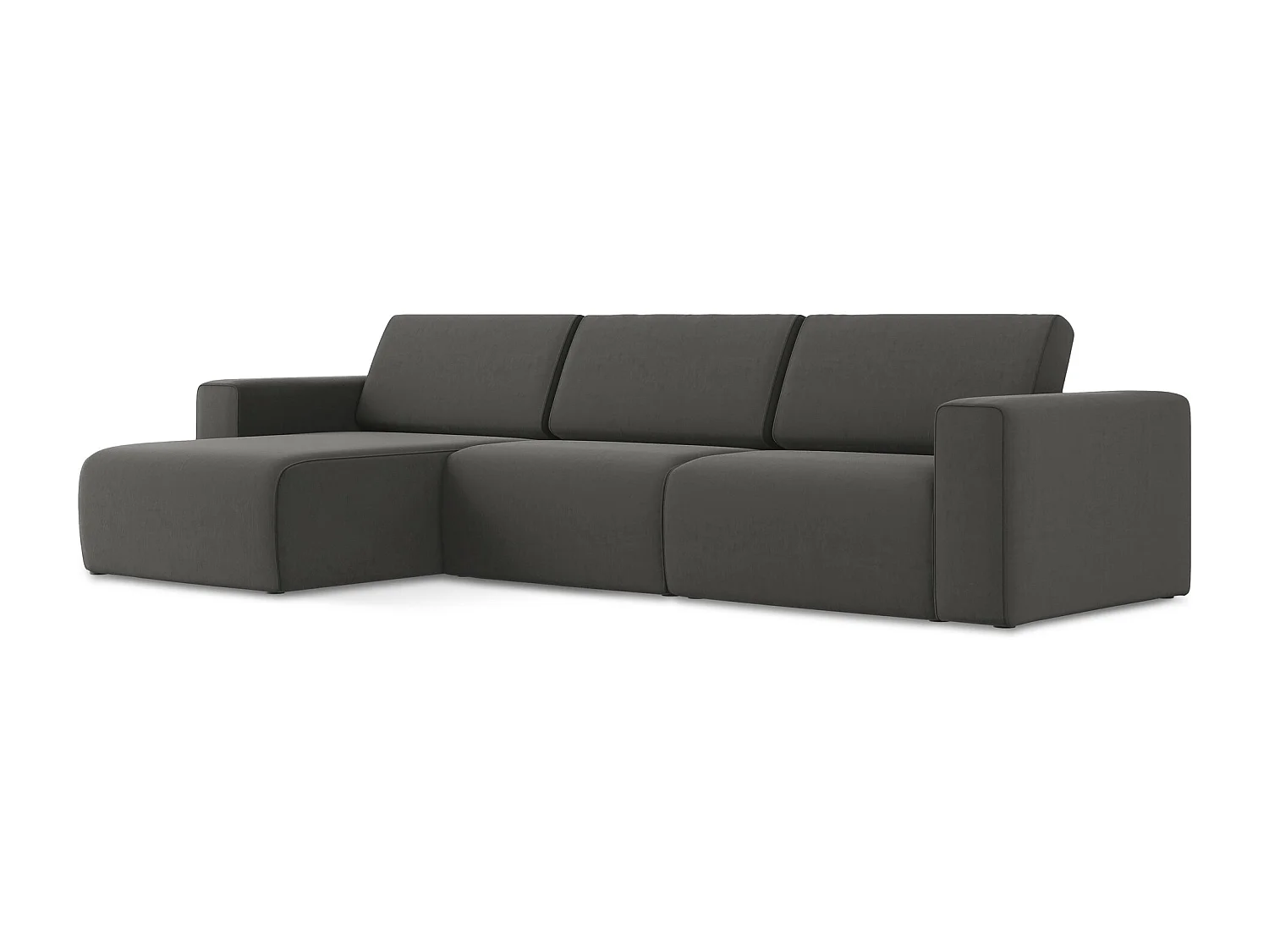 Modulares Ecks Sofa M links - Links - Samt - Stahl - KALEA