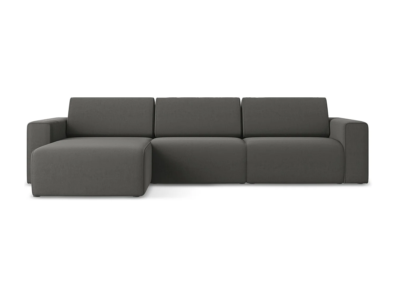 Modulares Ecks Sofa M links - Links - Samt - Stahl - KALEA