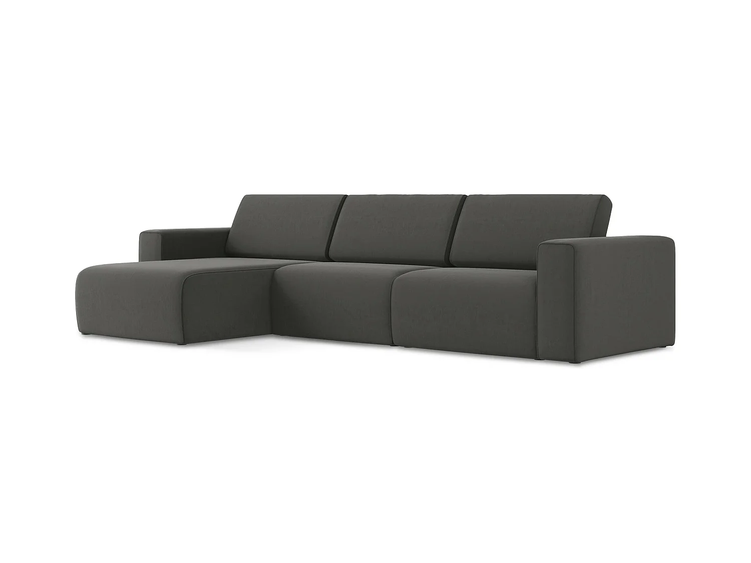 Modulares Ecks Sofa M links - Links - Samt - Stahl - KALEA