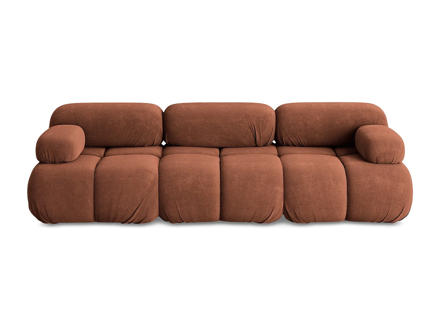 Driezits modulaire bank van terracotta chenille stof - LOKUA