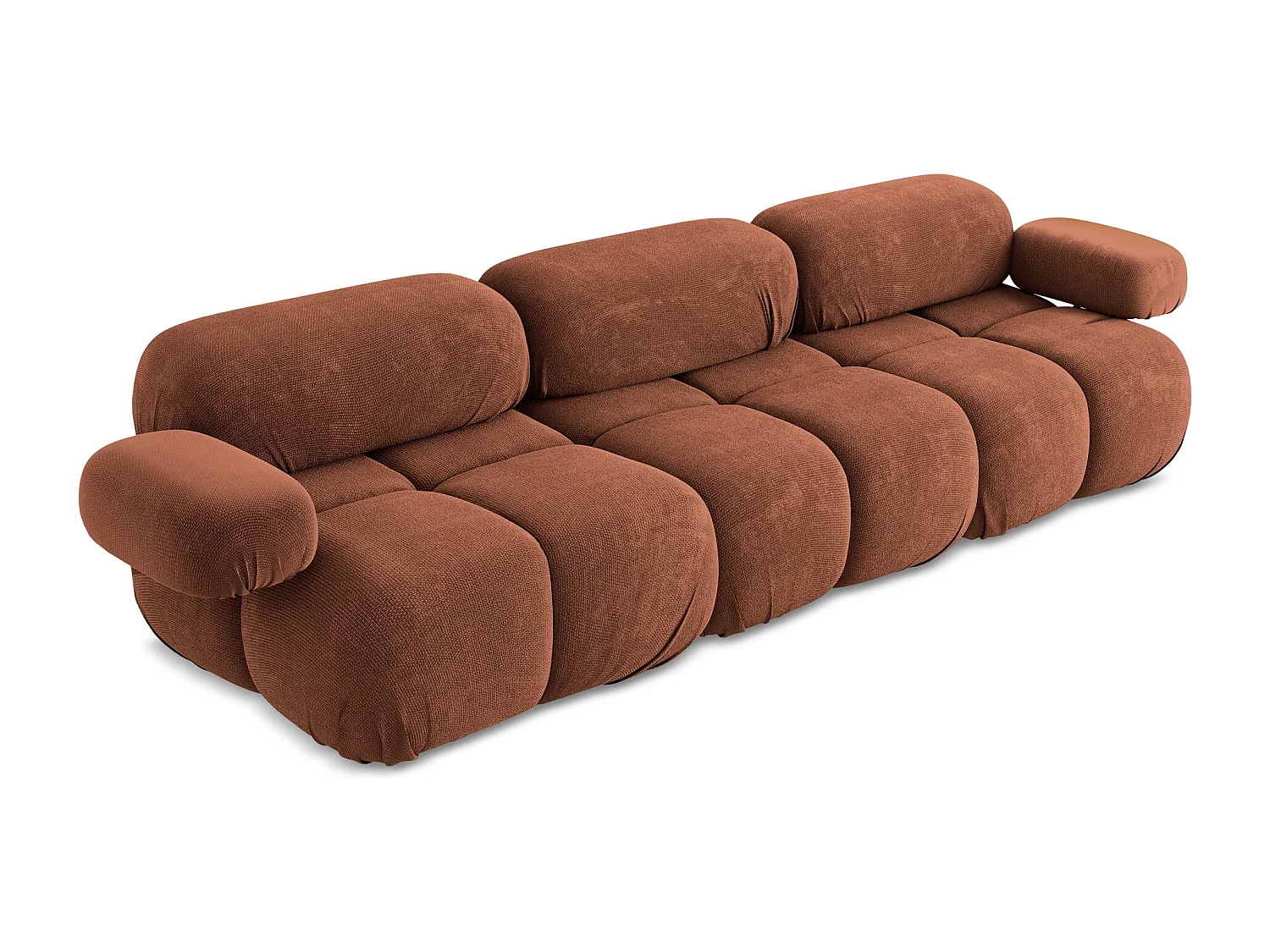 Driezits modulaire bank van terracotta chenille stof - LOKUA