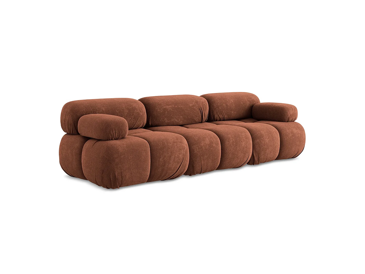 Canapé modulable 3 places en tissu chenille - terre cuite - SANREMO