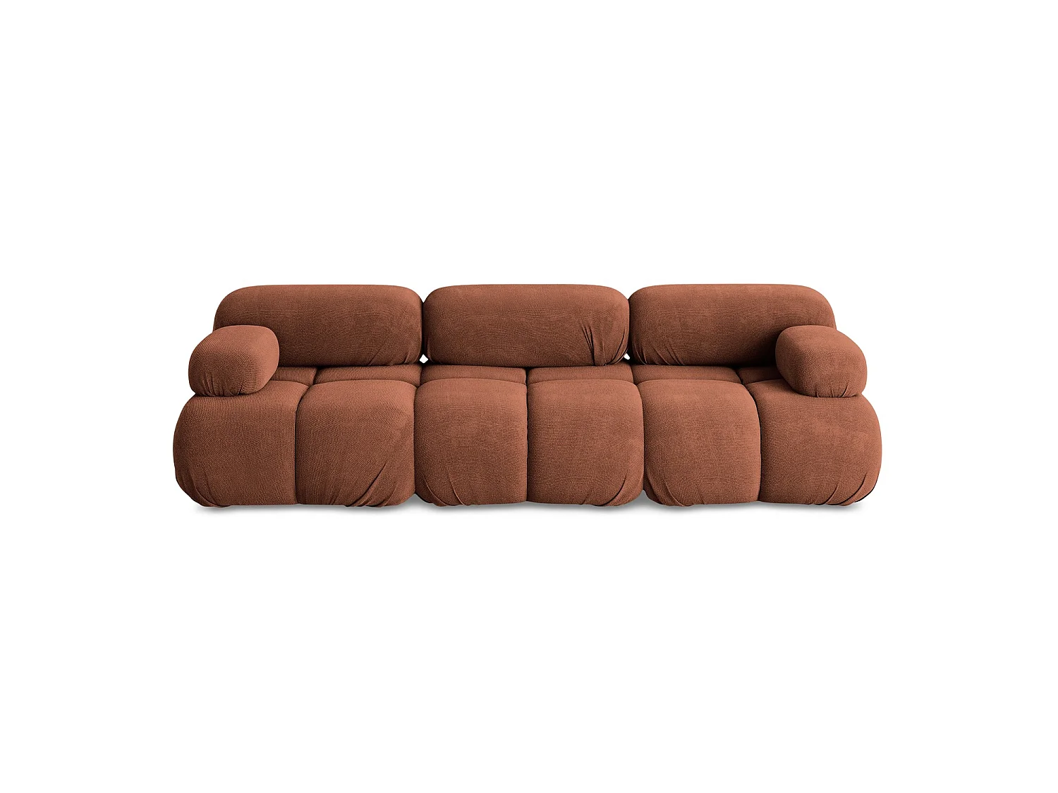 Canapé modulable 3 places en tissu chenille - terre cuite - SANREMO