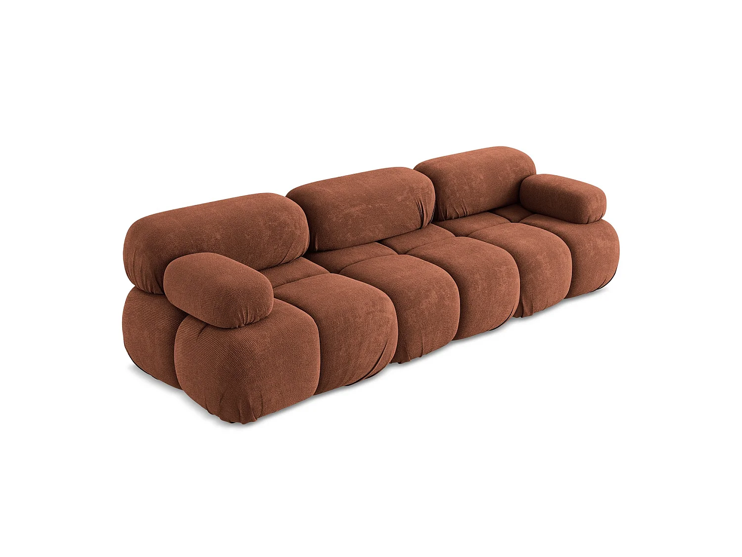 Canapé modulable 3 places en tissu chenille - terre cuite - SANREMO