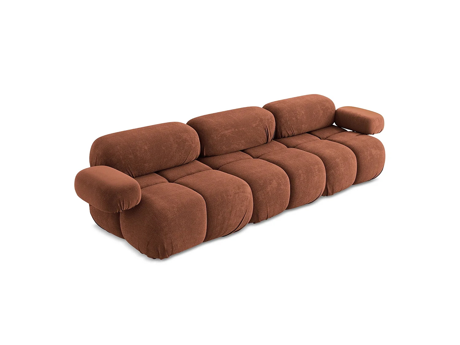 Canapé modulable 3 places en tissu chenille - terre cuite - SANREMO