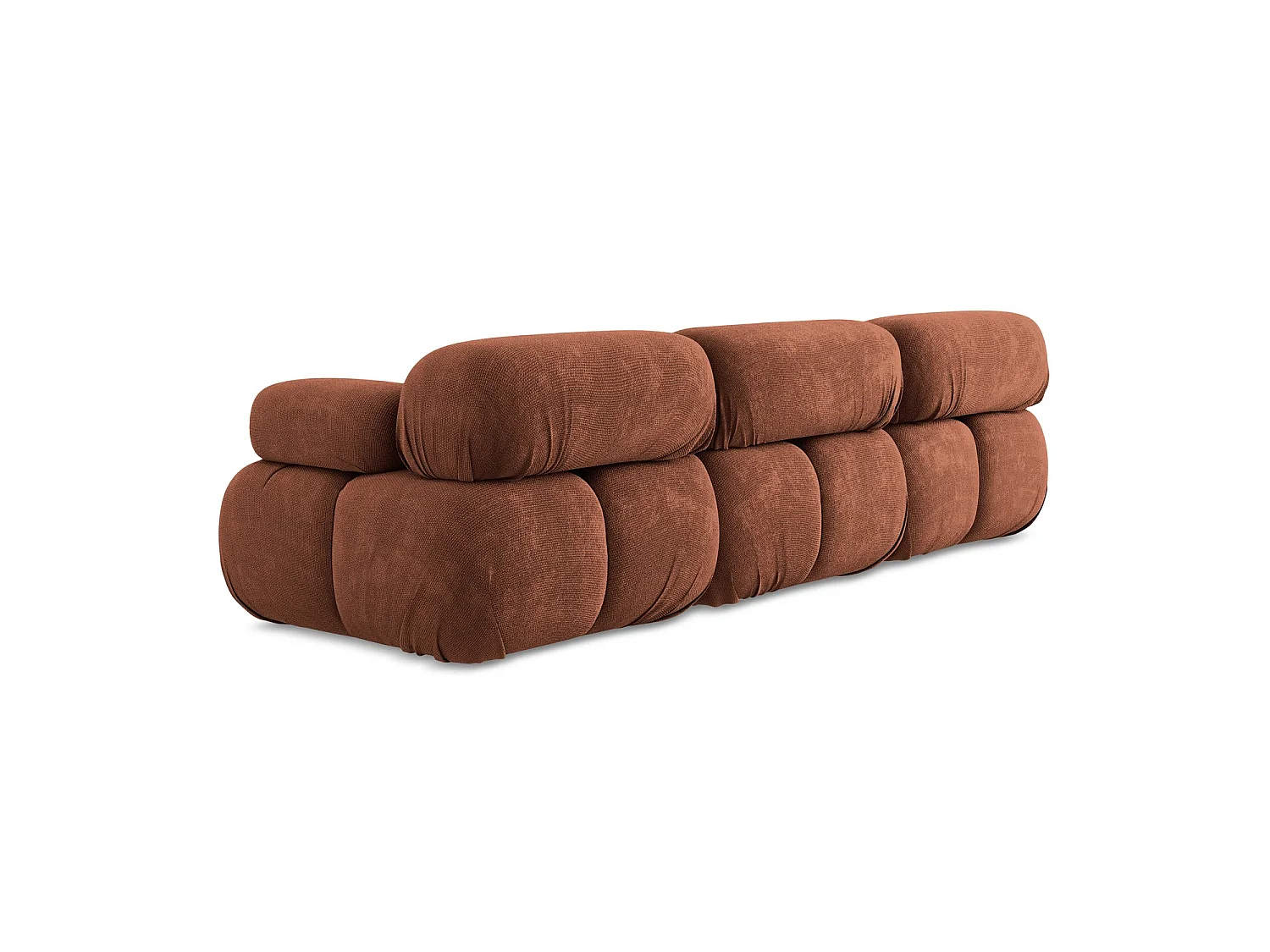 Canapé modulable 3 places en tissu chenille - terre cuite - SANREMO