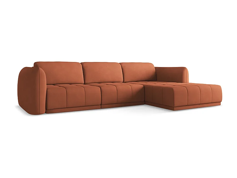 Ecksofa Rechts - Rechts - Chenille - Terrakotta - HOKU