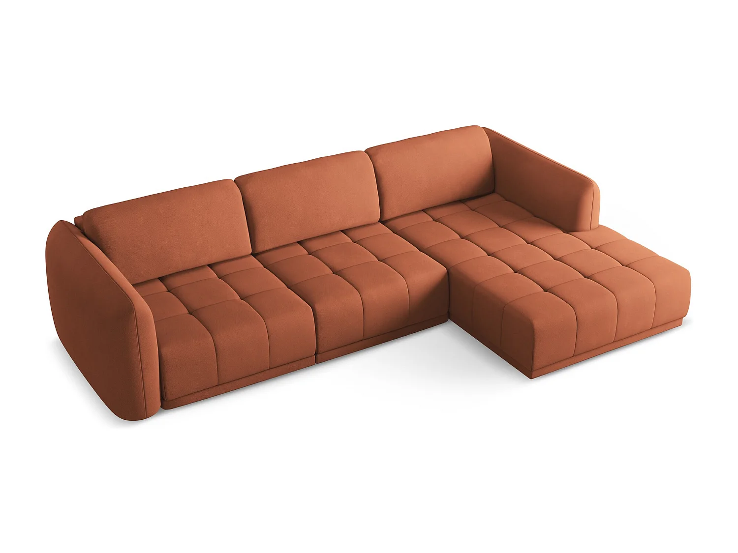 Canapé d’angle droit en Chenille - terre cuite - HOKU