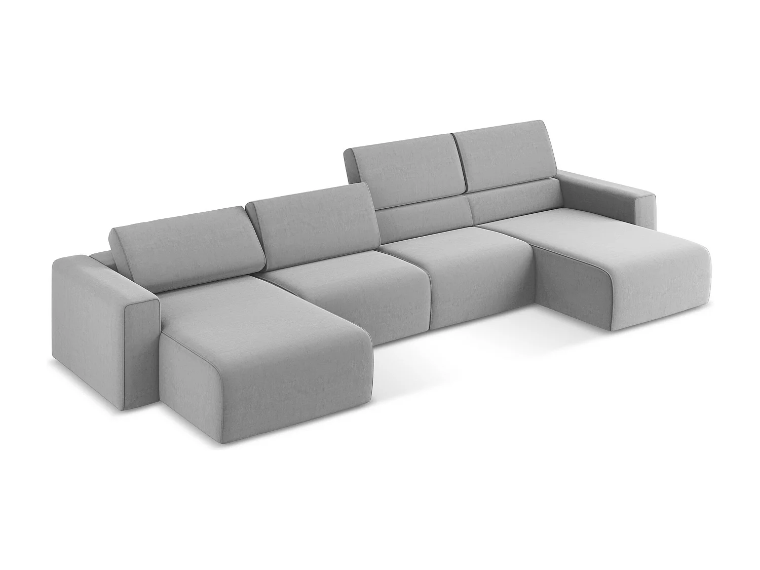 Modulaire panoramische bank van grijs velours - KALEA