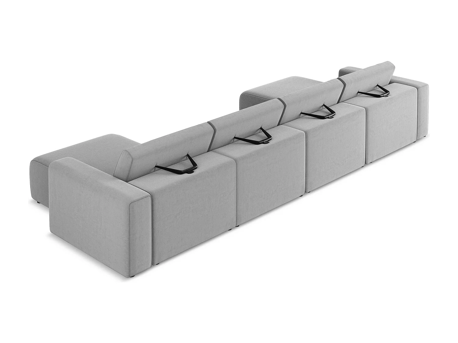 Modulaire panoramische bank van grijs velours - KALEA