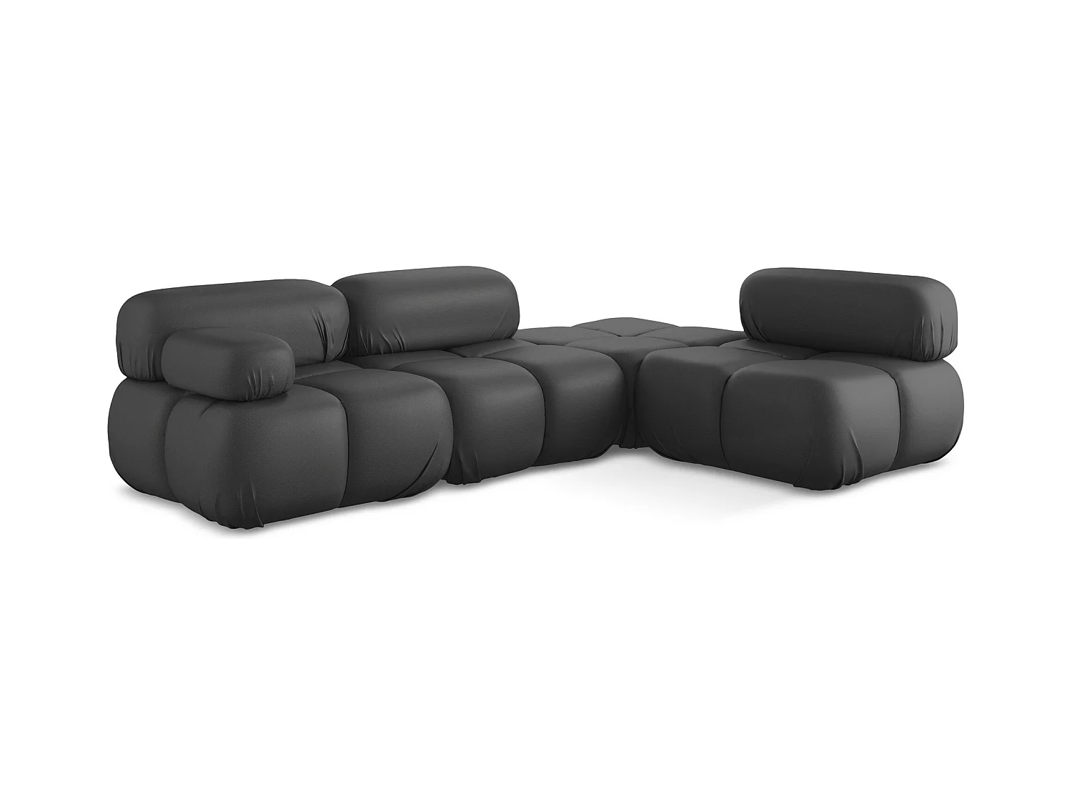 Canapé d'angle modulaire droit en Cuir artificiel - gris - LOKUA