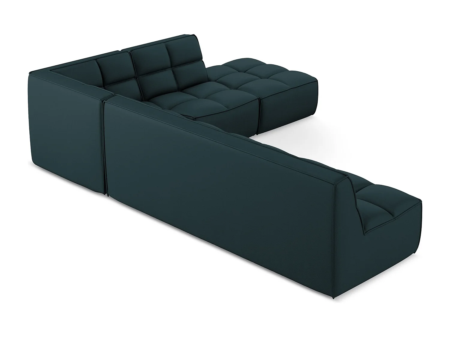 Canapé d'angle modulaire L reversible en Cuir artificiel - marin - KALAI