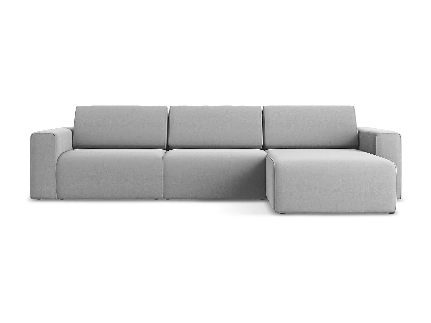 Modulares Ecks Sofa M rechts - Rechts - Samt - Grau - KALEA