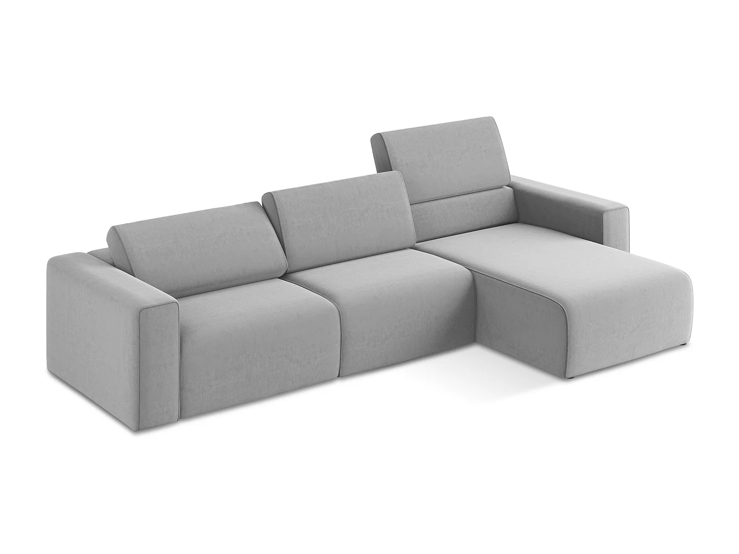 Modulares Ecks Sofa M rechts - Rechts - Samt - Grau - KALEA