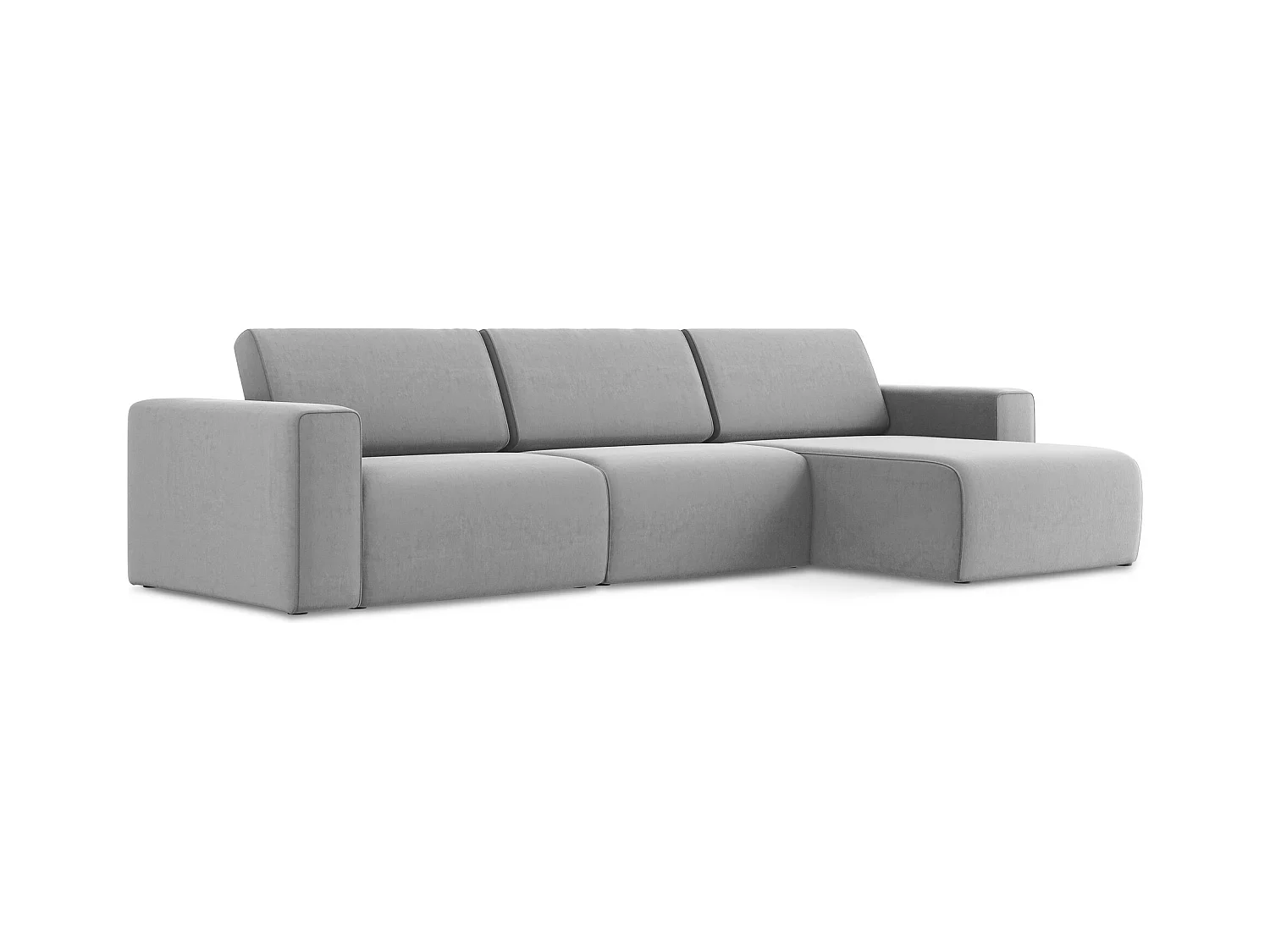 Modulares Ecks Sofa M rechts - Rechts - Samt - Grau - KALEA