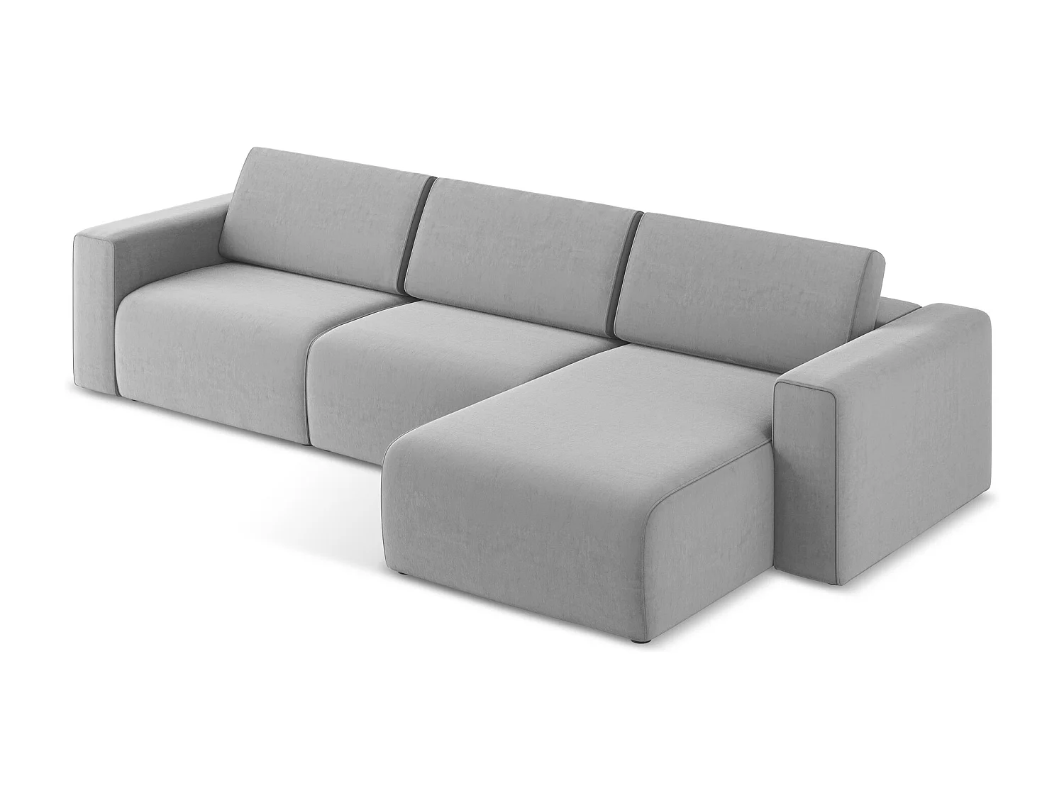 Modulaire hoekbank M rechts van grijs velours - KALEA