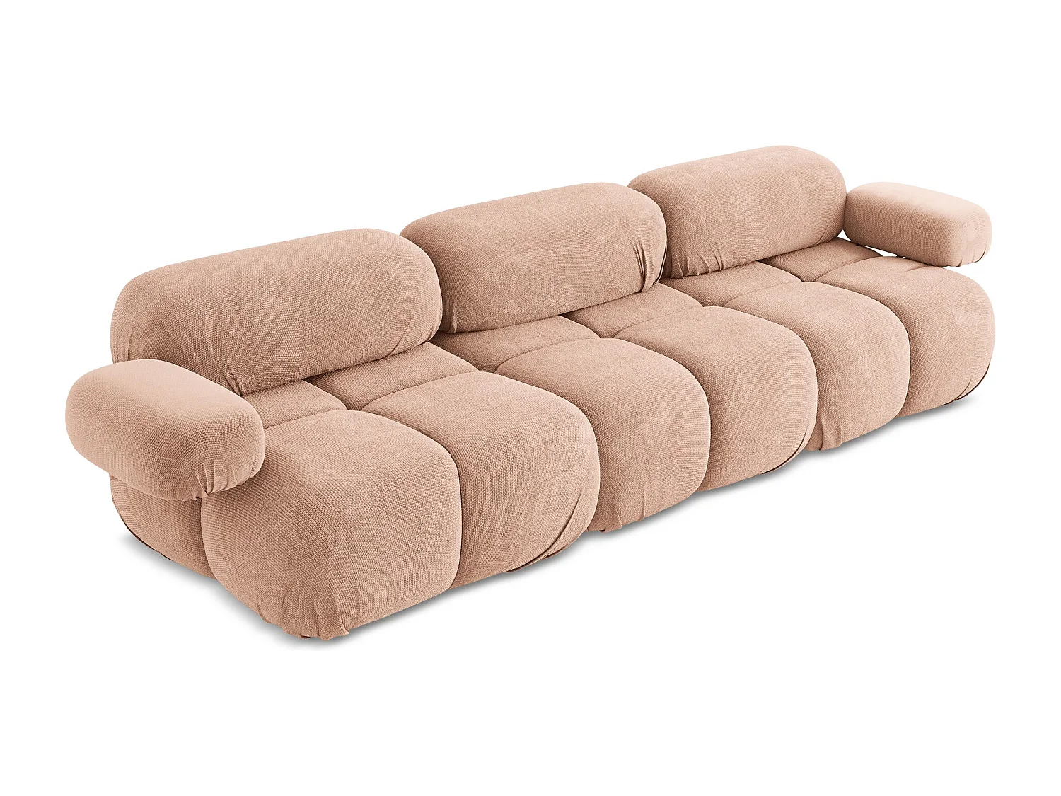 Driezits modulaire bank van perzik chenille stof - LOKUA