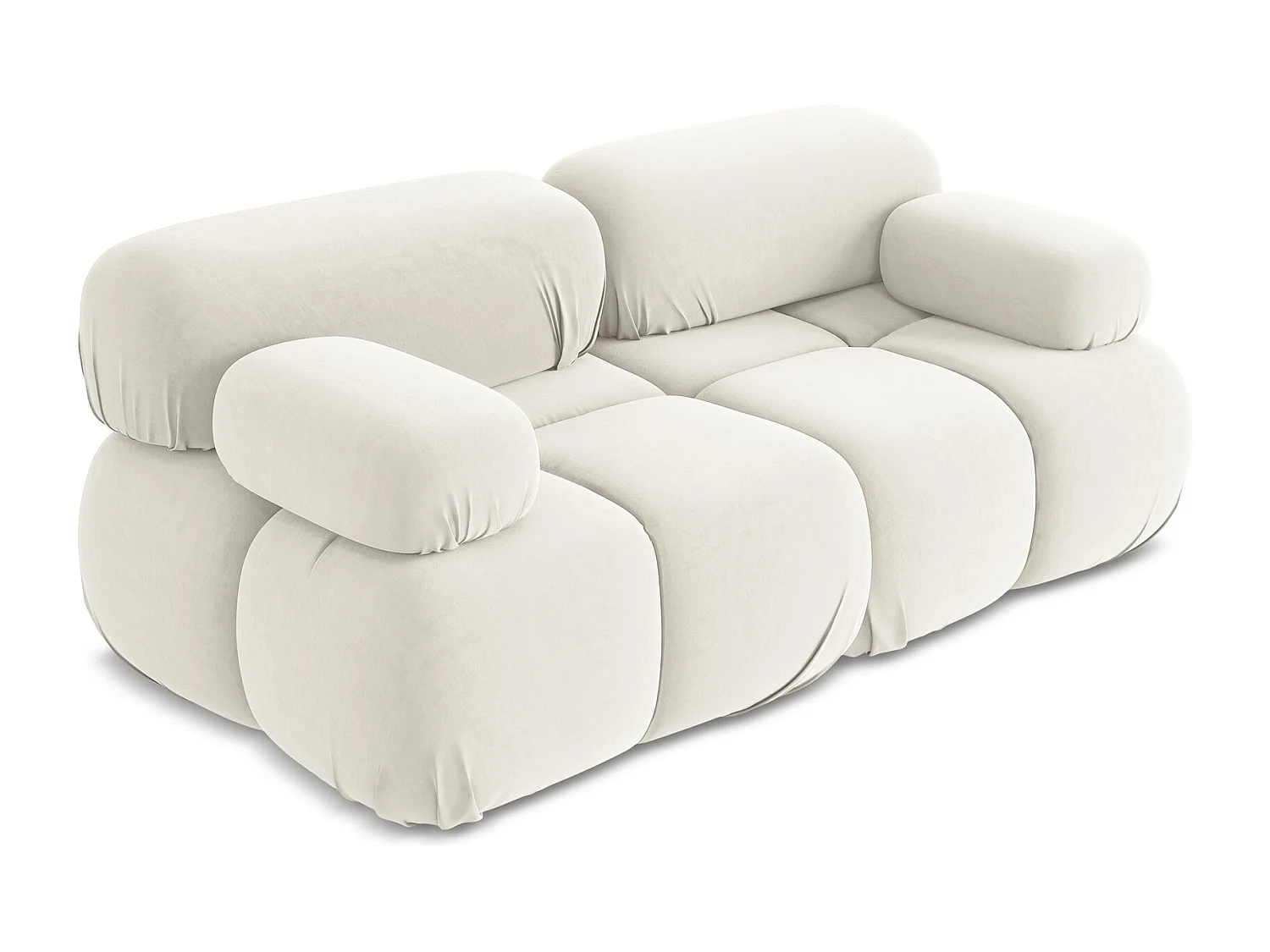 Sofá modular 2 plazas de terciopelo beige claro - LOKUA