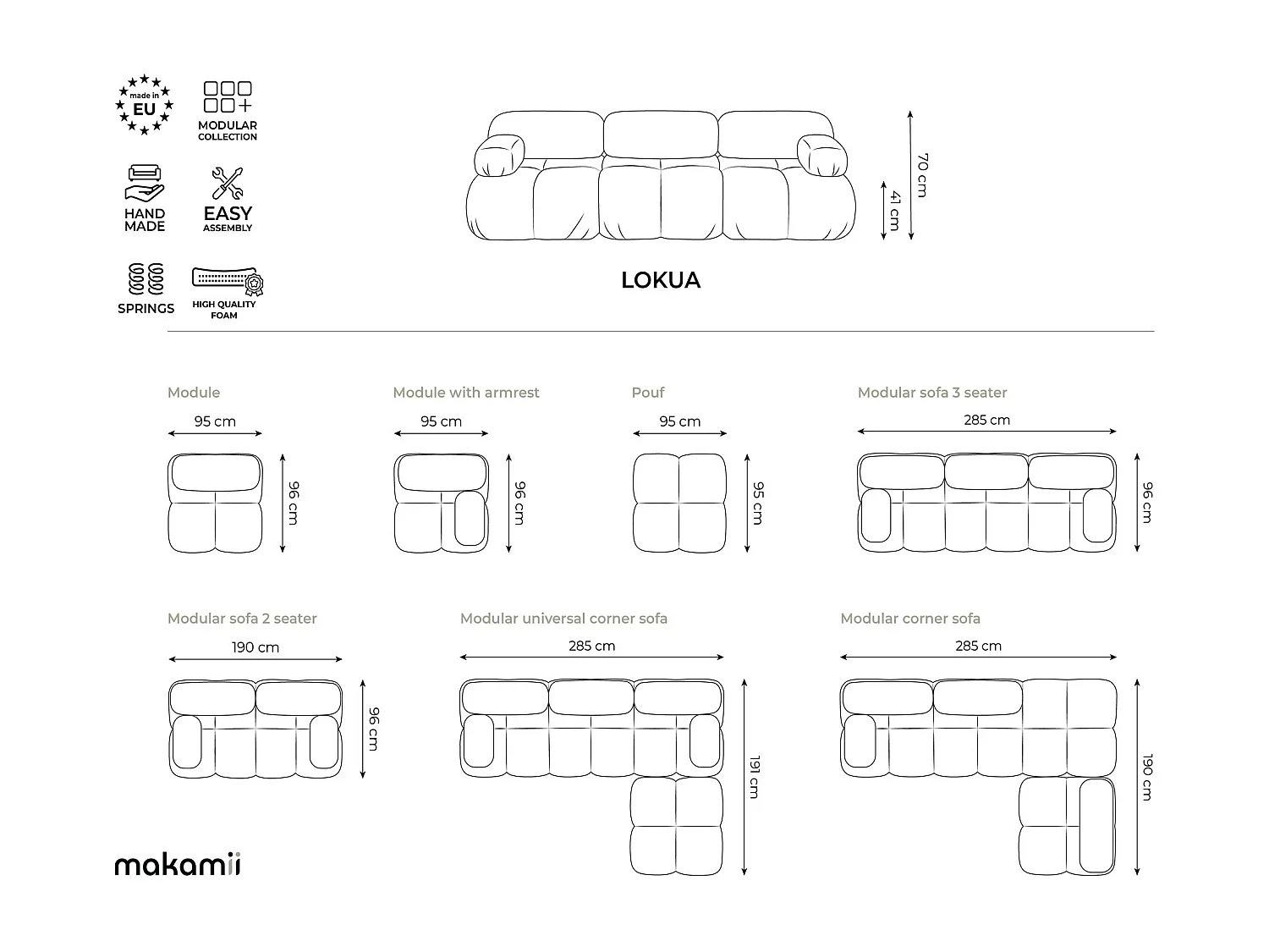 Sofá modular 2 plazas de terciopelo beige claro - LOKUA
