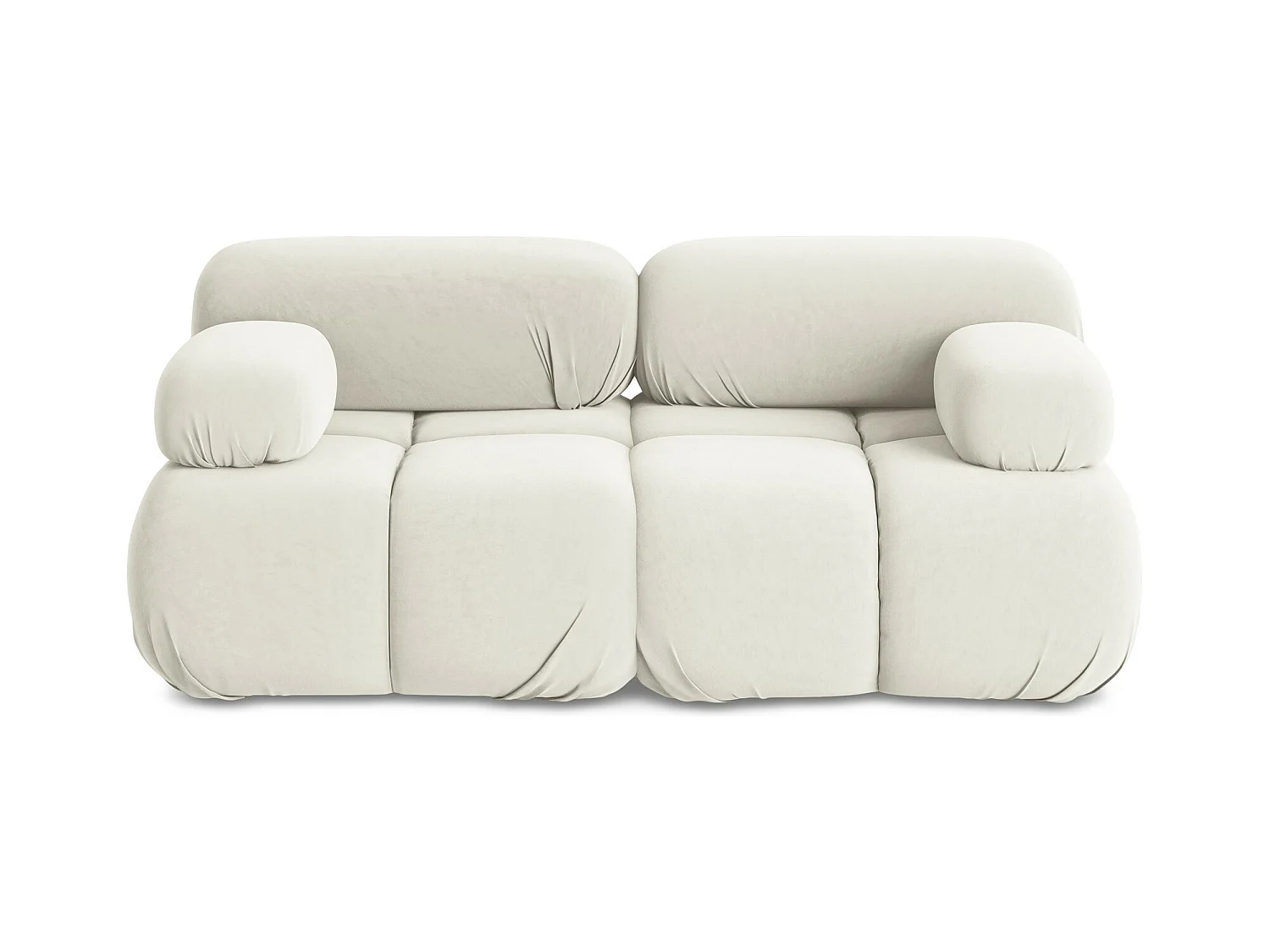 2-Sitzer Sofa - - Samt - Hell beige - LOKUA