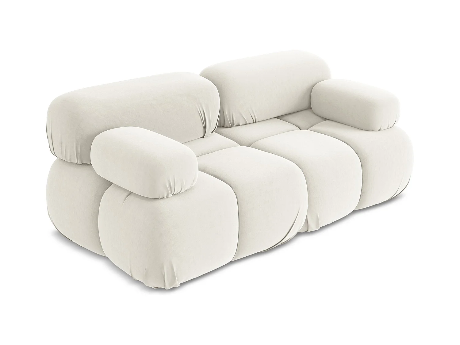 2-Sitzer Sofa - - Samt - Hell beige - LOKUA