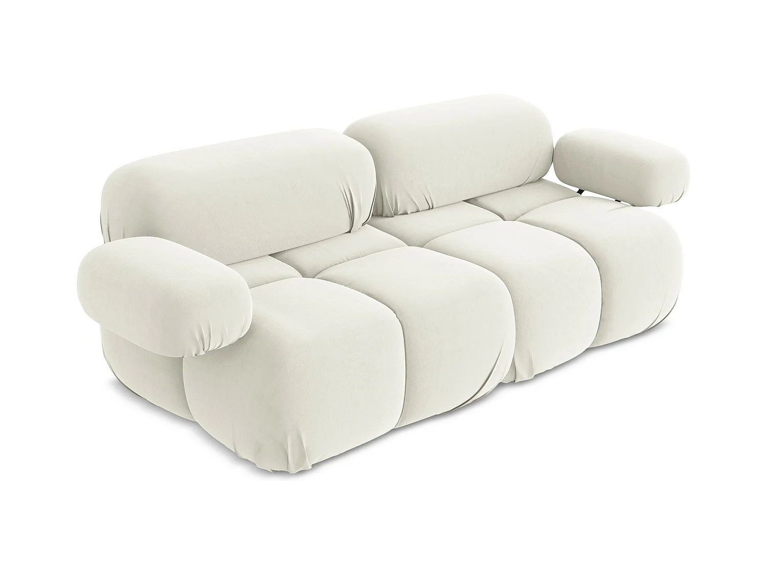 2-Sitzer Sofa - - Samt - Hell beige - LOKUA
