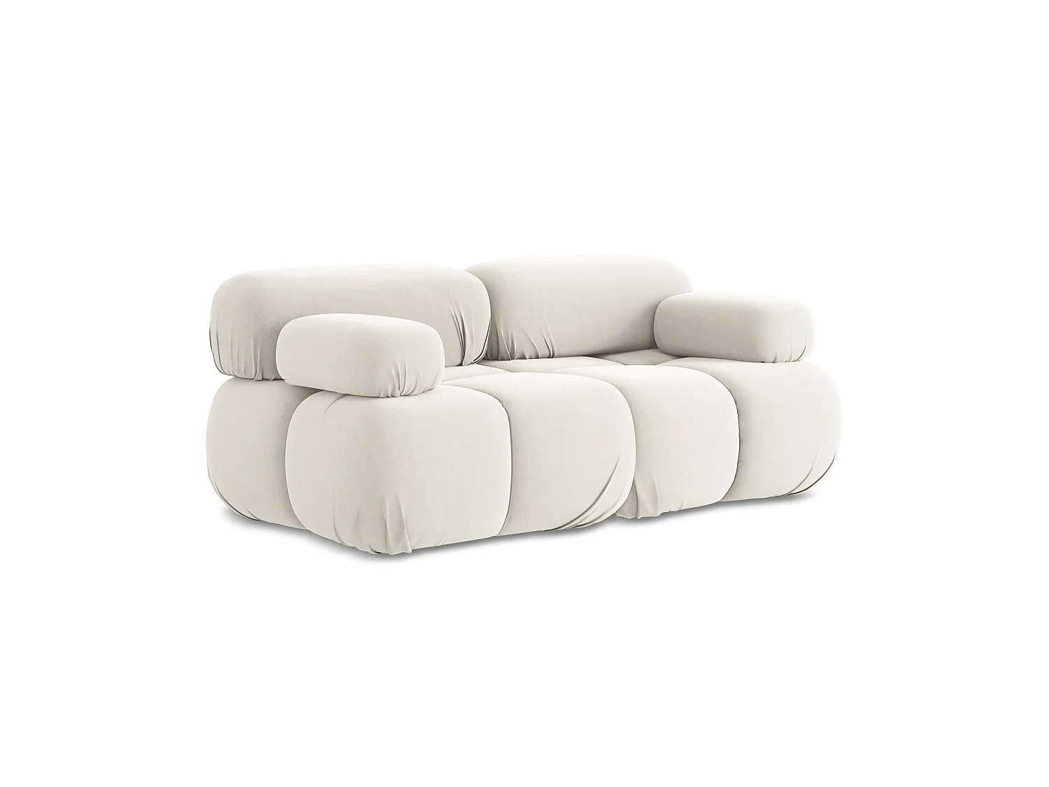 Modułowa sofa 2-osobowa - z tkaniny welwetowej - jasny beż - SANREMO