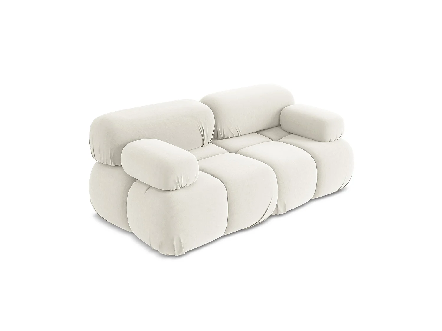 Modułowa sofa 2-osobowa - z tkaniny welwetowej - jasny beż - SANREMO