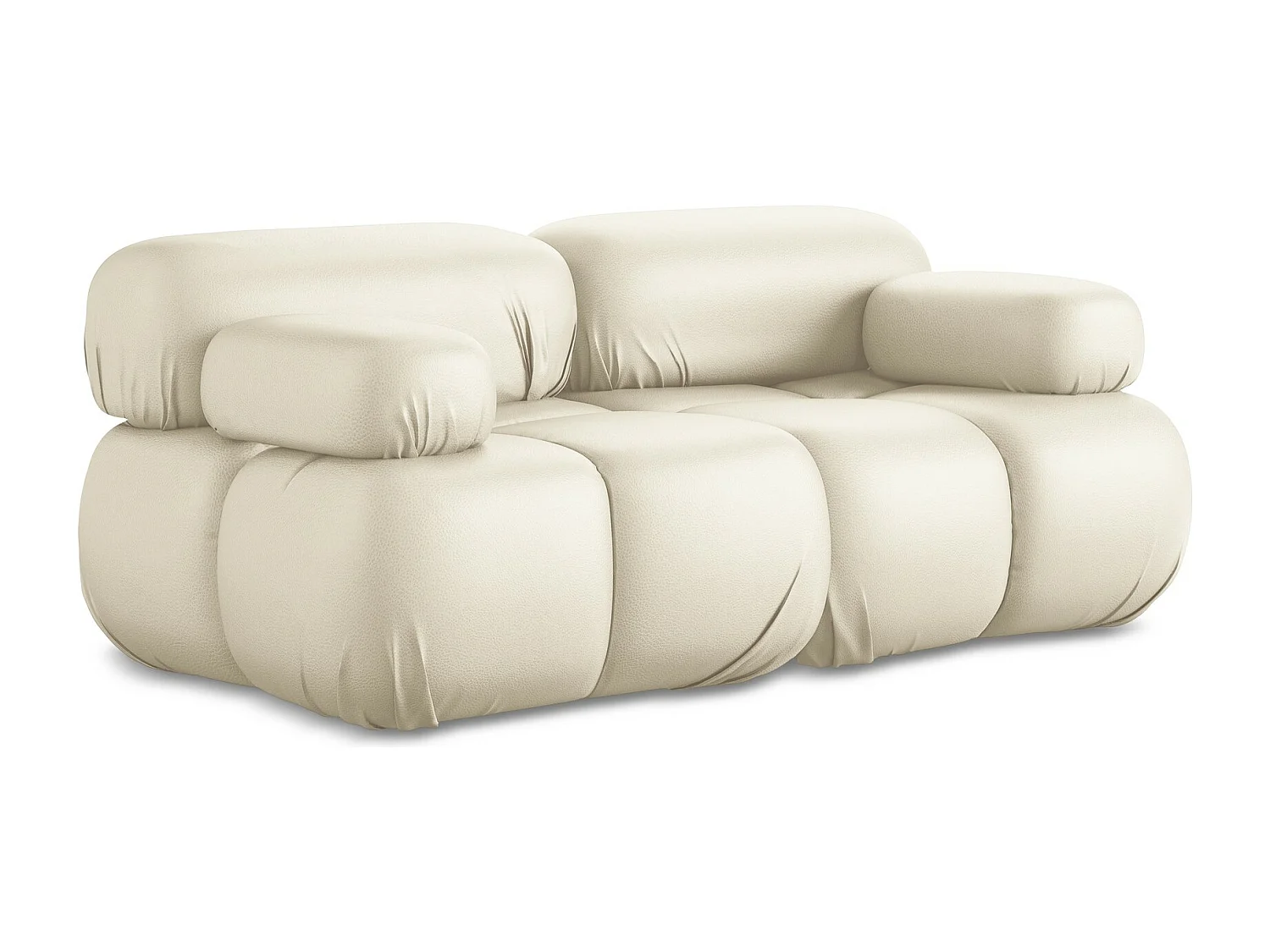 Modułowa sofa 2-osobowa - ze skóry syntetycznej - jasny beż - LOKUA