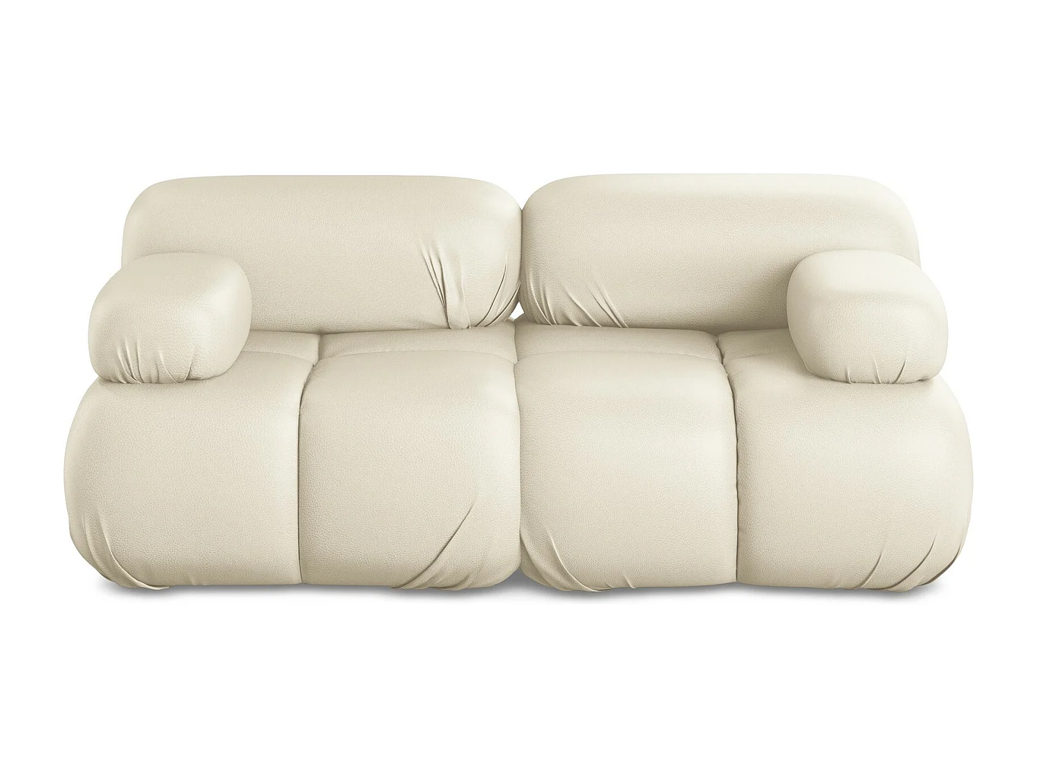 Modułowa sofa 2-osobowa - ze skóry syntetycznej - jasny beż - LOKUA