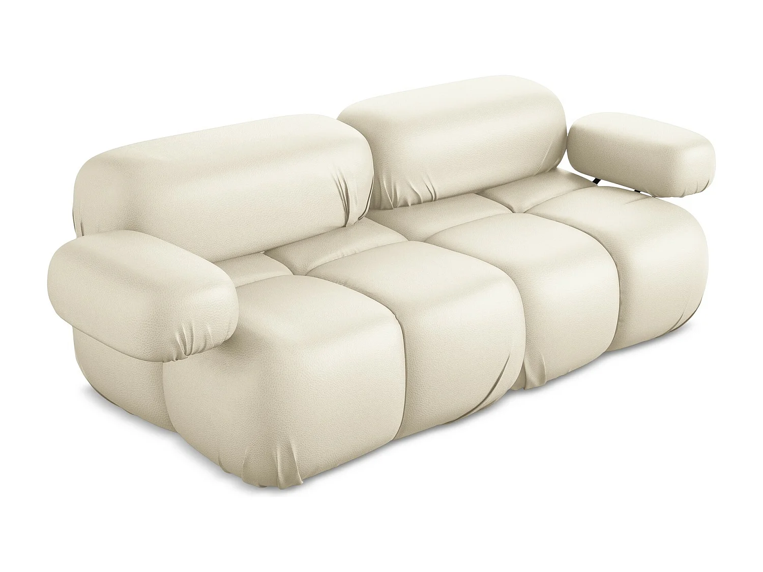 Modułowa sofa 2-osobowa - ze skóry syntetycznej - jasny beż - LOKUA