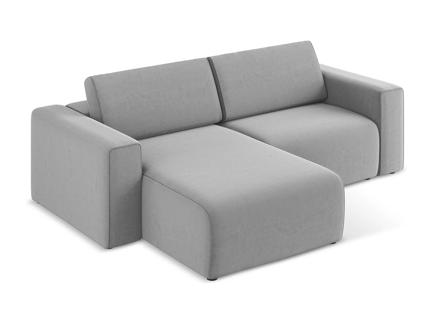 3-Sitzer Modulares Ecksofa - Ecke Links - Samt - Grau - KALEA