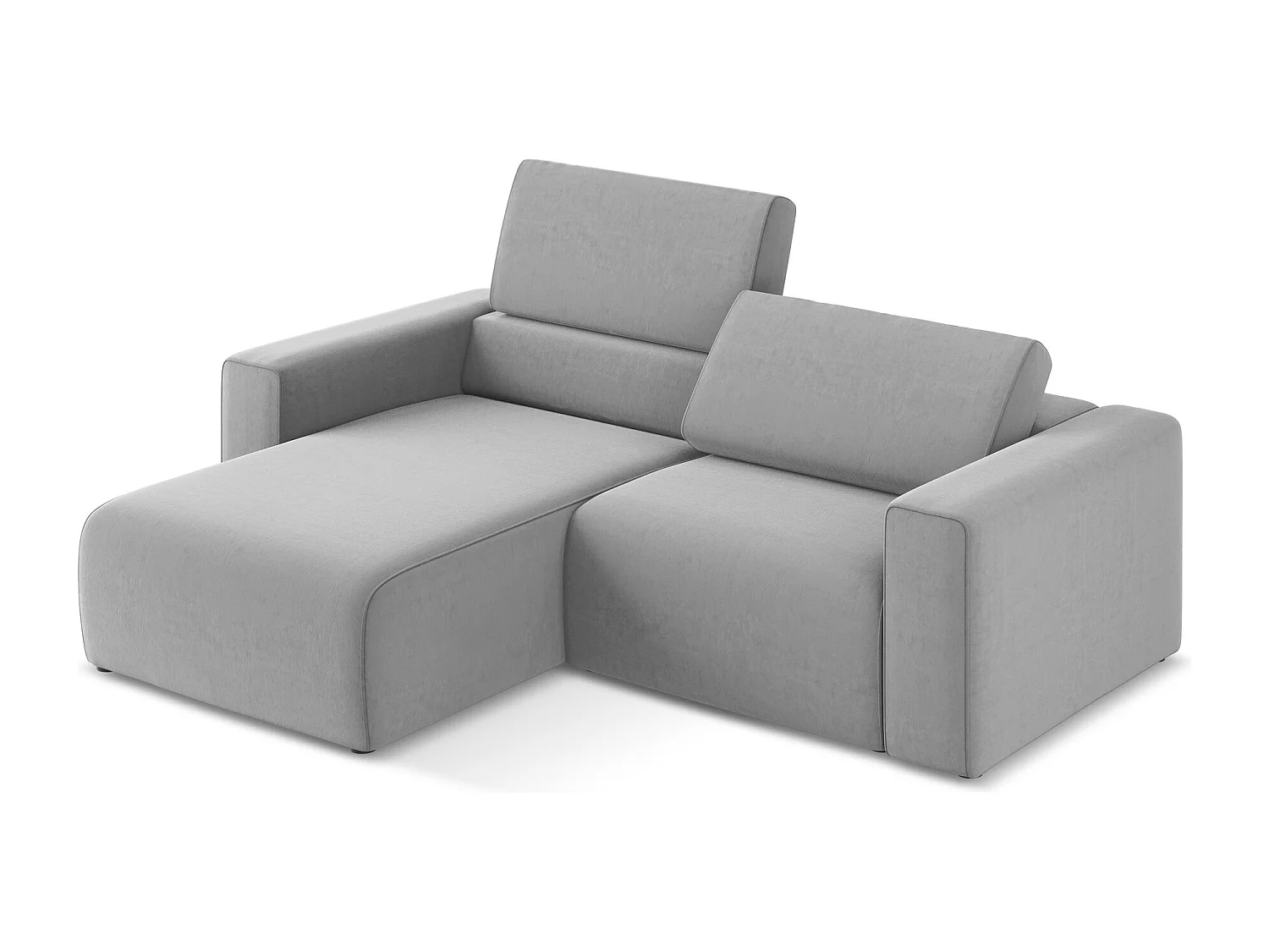 3-Sitzer Modulares Ecksofa - Ecke Links - Samt - Grau - KALEA