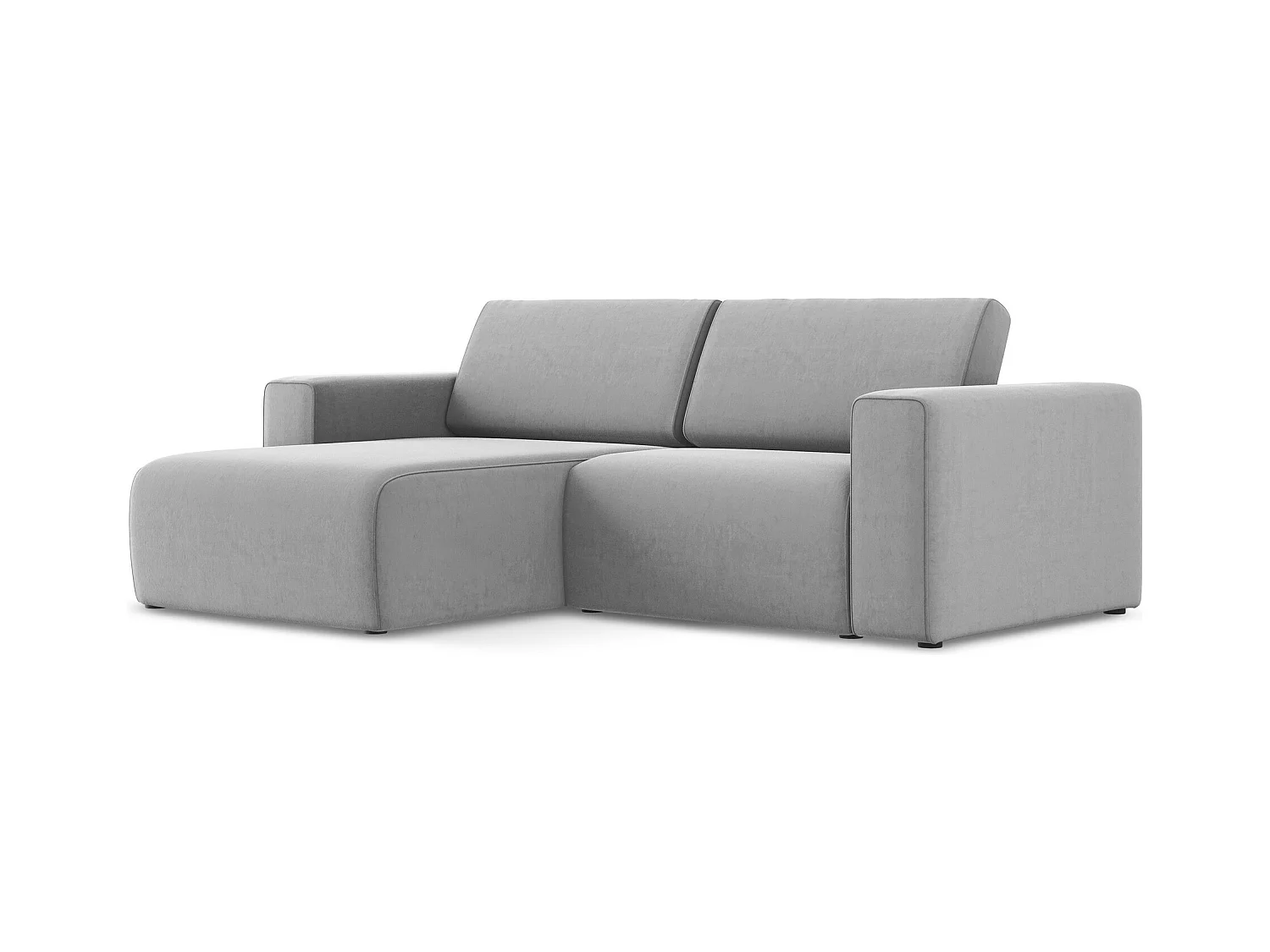 3-Sitzer Modulares Ecksofa - Ecke Links - Samt - Grau - KALEA