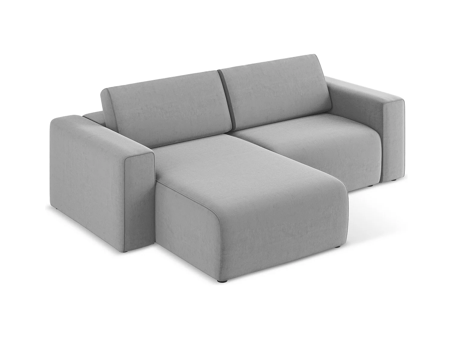 Sofá modular 3 plazas izquierdo de terciopelo gris - KALEA