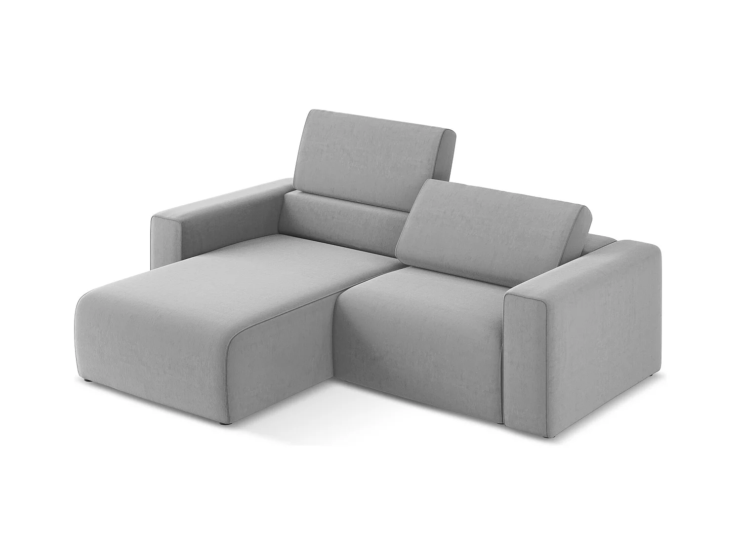 Sofá modular 3 plazas izquierdo de terciopelo gris - KALEA