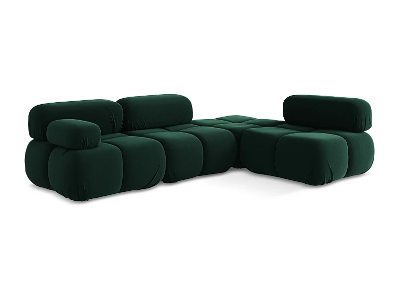 3-Sitzer Modulares Ecksofa - Ecke Rechts - Samt - Flaschengrün - LOKUA