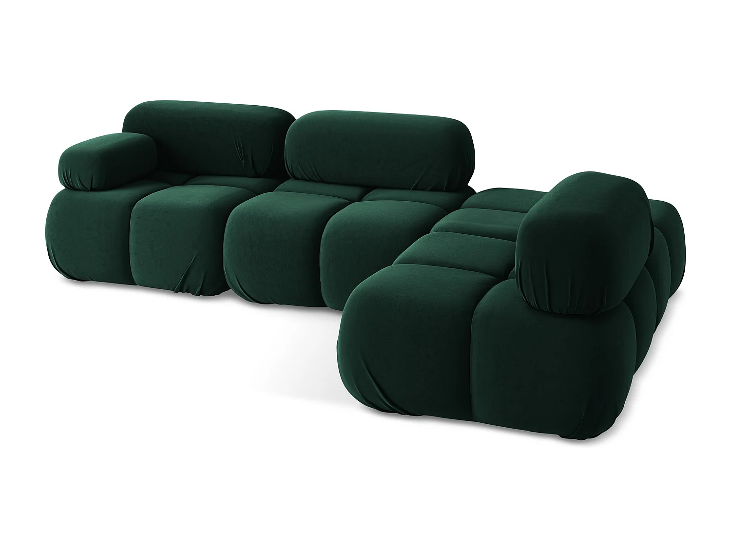 3-Sitzer Modulares Ecksofa - Ecke Rechts - Samt - Flaschengrün - LOKUA